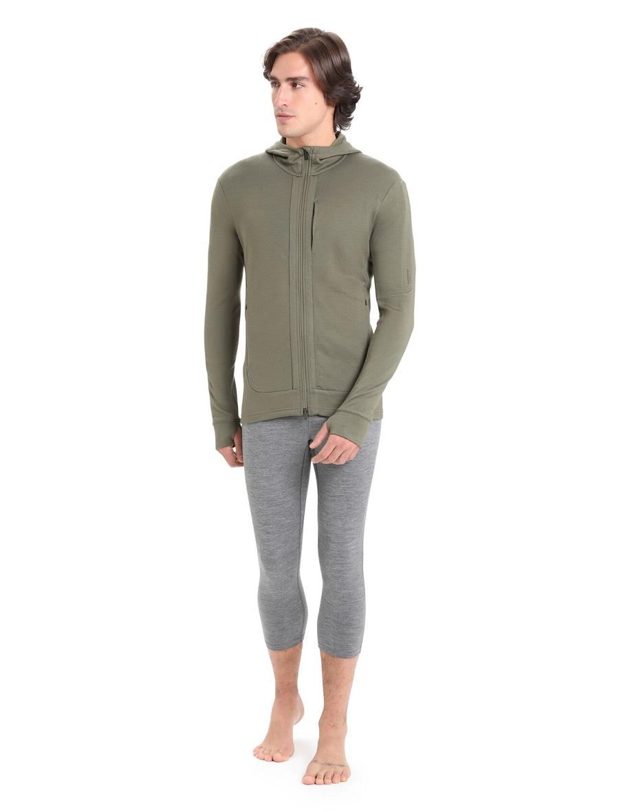 Loden Icebreaker Merino Quantum III Long Sleeve Zip Men's Hoodie | AU 1269XYUF